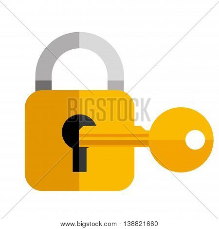 secutiy lock key object icon vector illustration