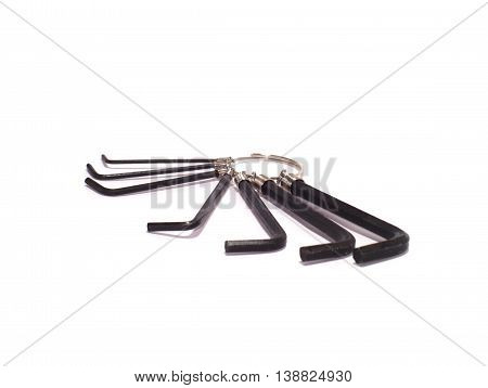 black metallic hex key wrench set of seven