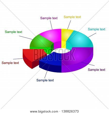 3D Pie Chart Vector Graphics. Pie Graph Element.