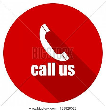 call us vector icon, red modern flat design web element