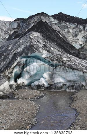 Solheimajokull glacier in South Iceland. Solheimajokull glacier is one of the biggest glaciers in Europe.