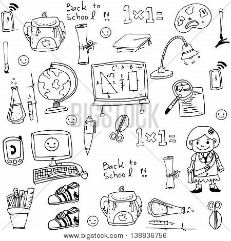School toools in doodle collection stock vector art