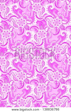 amazing pink seamless paisley pattern, with beautiful hand drawn illustration. isolated elements on white background.