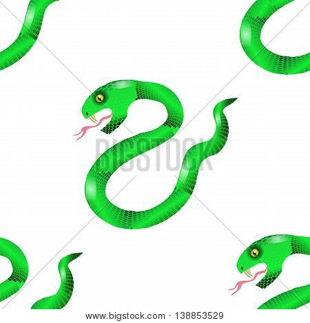 Green Snake Seamless Background. Animal Pattern. Attack Crawling  Danger Predator