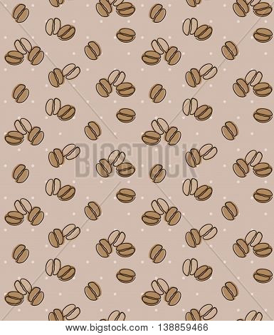 Brown background with coffee beans. Seamless background. EPS10