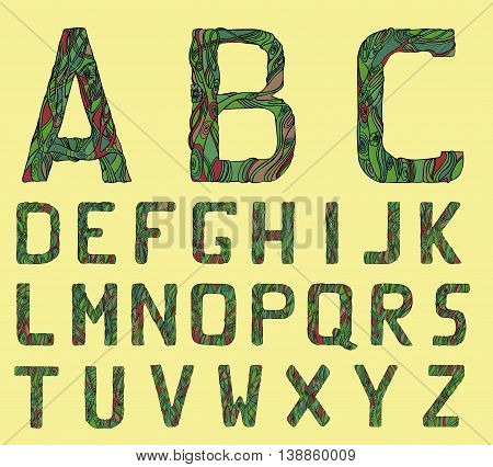 Cartoon abstract alphabet. Font type. Vector stock illustration.