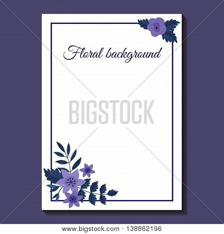 Flower invintation template. Greeting card. Flowers invitation design template to celebration with flower decoration vector illustration. Vintage flowers in modern style. Flowers card for romantic and wedding design. Flowers background. Card with flowers.