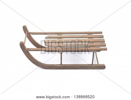 Wodden Sleigh On White Background