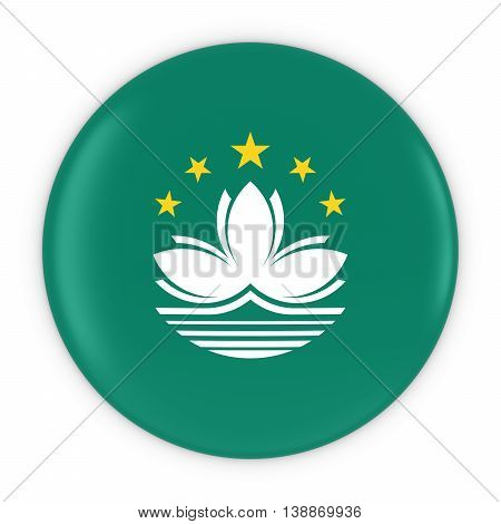 Macanese Flag Button - Flag Of Macau Badge 3D Illustration