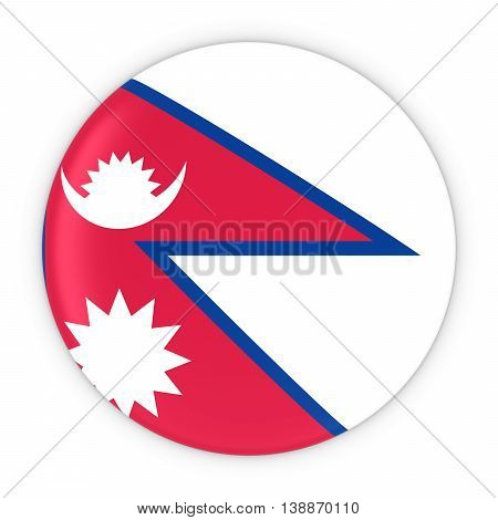 Nepalese Flag Button - Flag Of Nepal Badge 3D Illustration