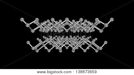 Chromium 3 chloride or chromic chloride describes any of several compounds of with the formula CrCl3H2O. 3d illustration