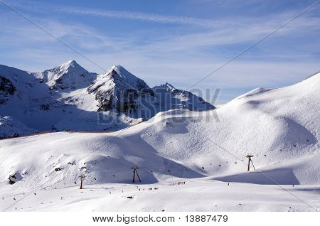 Stok narciarski w austriackich Alpach