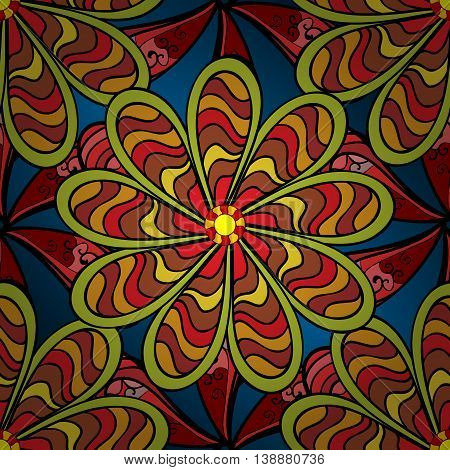 Vector vivid seamless abstract hand drawn pattern with plants.