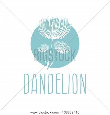 Abstract Fluffy Dandelion Flower Logo. Vector Illustration