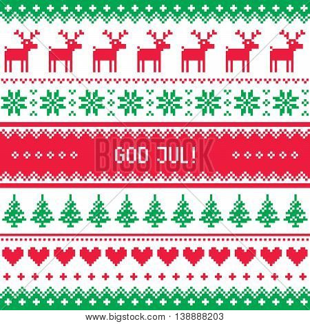 God Jul pattern - Merry Christmas in Swedish, Danish or Norwegian