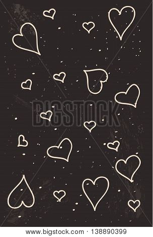 Black Vector Valentine background with hearts for Card