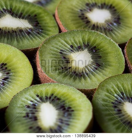 Closeup of kiwifruits. Kiwifruit (often shortened to kiwi) or Chinese gooseberry.