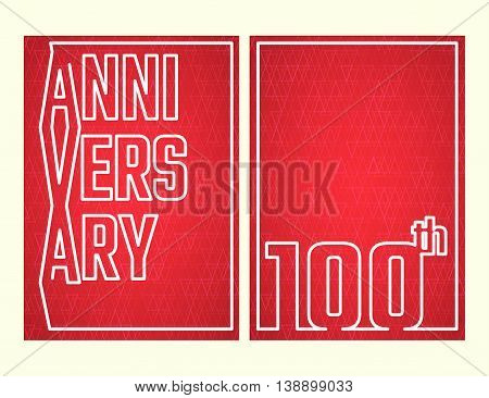 Vector Illustration of Anniversary 100th Outline for Design, Website, Background, Banner. Jubilee silhouette Element Template for festive greeting card. Shiny gold Confetti celebration