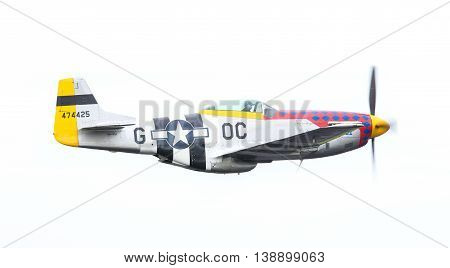 Leeuwarden, The Netherlands - June 10: P51 Mustang Displaying At The Dutch Air Force Open House. Jun