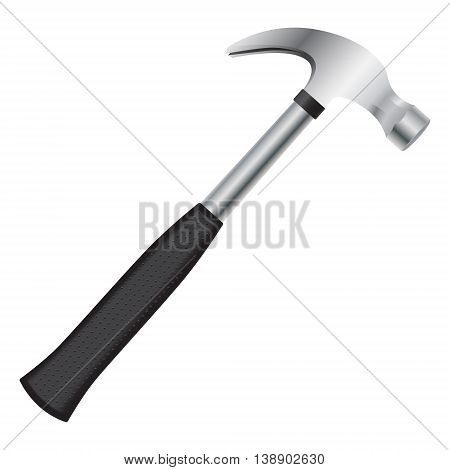Hammer with rubberised handle. Vector Image on white background.