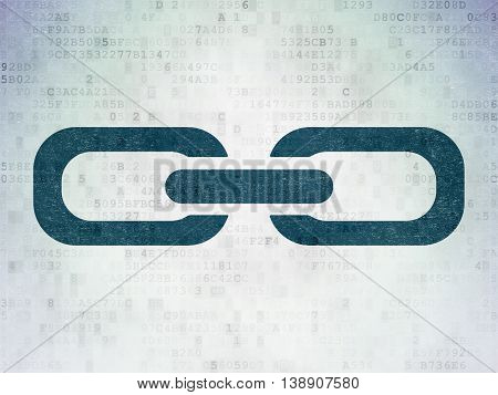 Web design concept: Painted blue Link icon on Digital Data Paper background