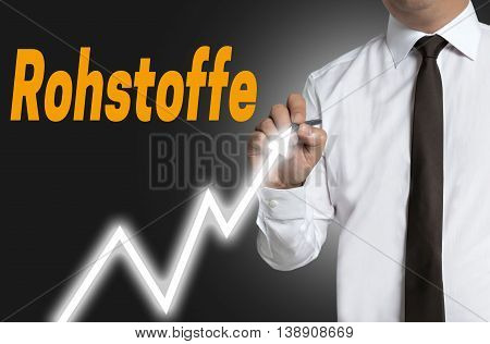 Rohstoffe (in German Raw Materials) Trader Draws Market Price On Touchscreen