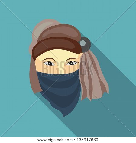 Muslim man icon in flat style on a baby blue background