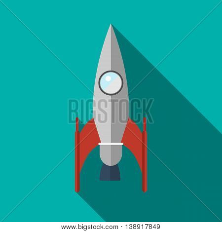 Rocket icon in flat style on a turquoise background