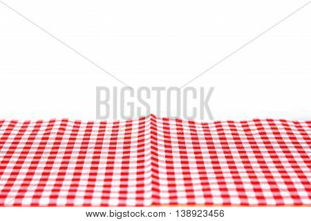 red checked tablecloth for food serving background