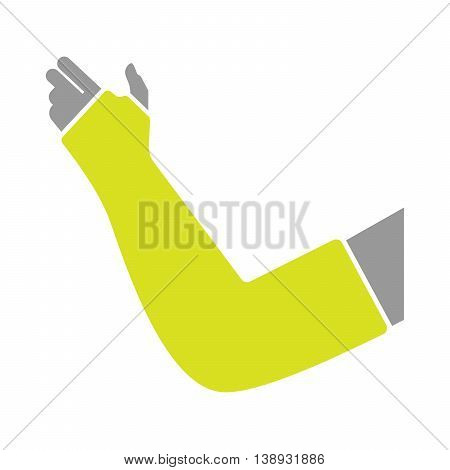 Flat Icon of Hand with Gypsum Bandage on White Background. Vector Illustration