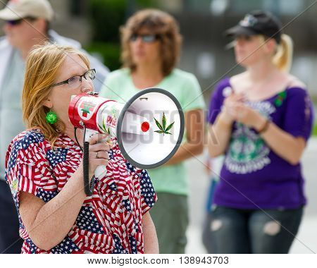 Boise, Idaho/usa - May 7, 2016: Woman Speaking About Pot At The Boise Global Marijauna March