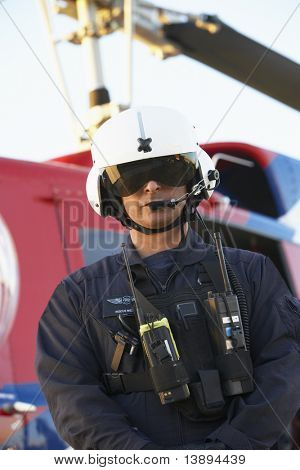Portrét záchranáře, stojící před Medevac