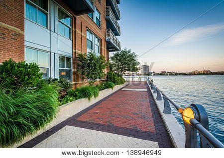 The Boston Harborwalk At Battery Wharf, In The North End, Boston, Massachusetts.