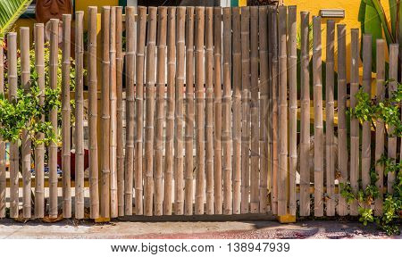 nice bamboo fence and closed bamboo gate straight shape