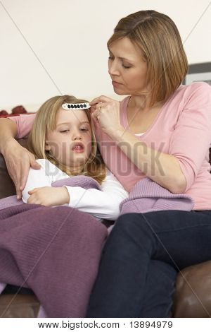 Mami, přičemž teplota nemocné dcery