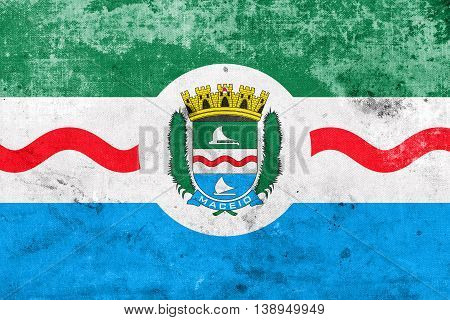 Flag Of Maceio, Alagoas, Brazil, With A Vintage And Old Look