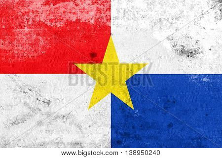 Flag Of Monteria, Colombia, With A Vintage And Old Look