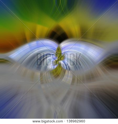 Abstract spiritual psycho fractal with soft colorful aura around the stylized angels wings.