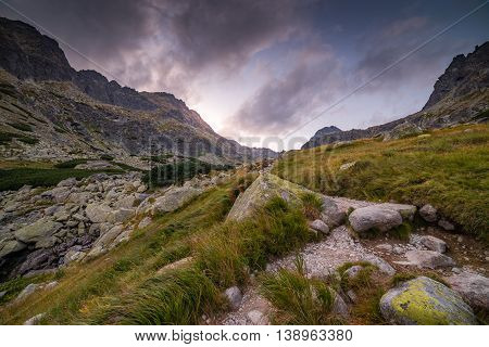 Mountain Landscape in the Evening. Mlynicka Valley High Tatra Slovakia.