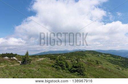 Sunny Summer Day In Krkonose Mountains National Park
