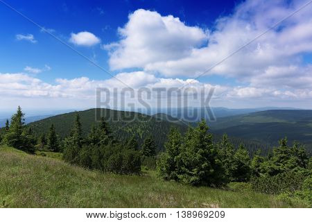 Sunny Summer Day In Krkonose Mountains National Park