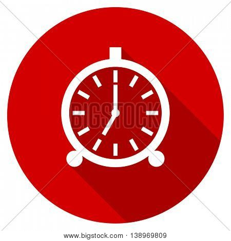 alarm vector icon, red modern flat design web element