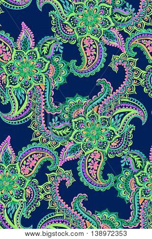 dramatic traditional detailed paisley, seamless oriental pattern.