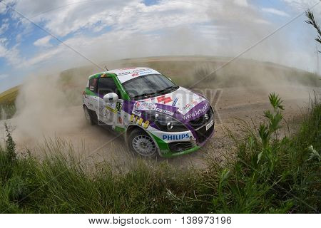 TULCEA, ROMANIA - JUNE 11: Danube Delta Rally special trial windfarm on June 11, 2016 in Tulcea, Romania