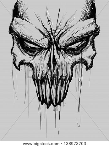 Skull vector with huge teeth eps poster