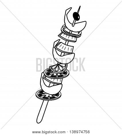 Delicious meat brochette fast food isolated flat icon, vector illustration.