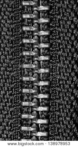 Closeup zipper with black and white tone