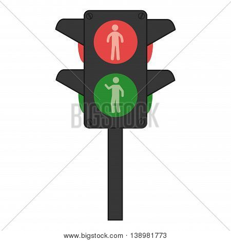 traffic lights semaphore black and white colors isolated flat icon