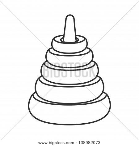 Hanoi tower puzzle toy , black and white isolated flat icon