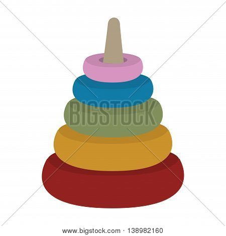 Hanoi tower puzzle toy , colorful isolated flat icon